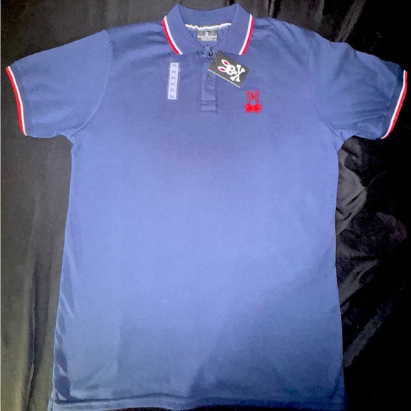 Psycho Bunny Navy Polo with Red Details - Picture 1 of 4